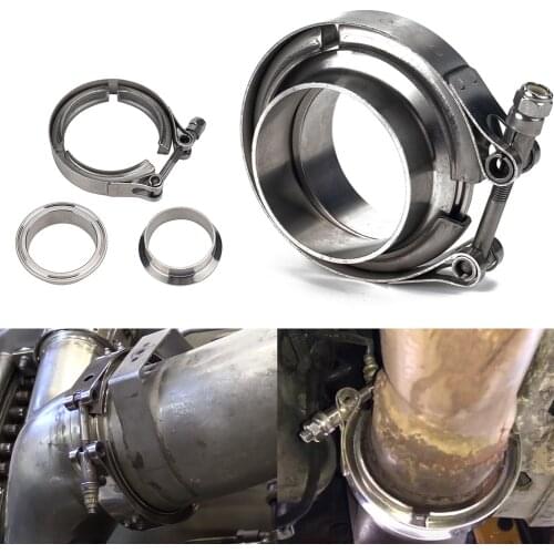 T-Bolt V Band Clamp w/ 2 Flanges Unique Parts Portable Car Trunion StyleSS304 Latch Ornaments for Exhaust Downpipe