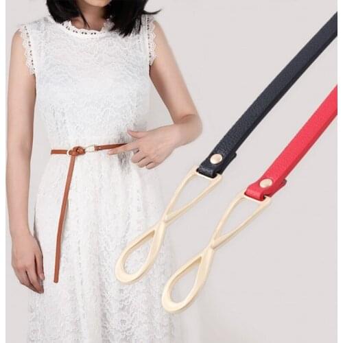 PU Leather Slim Corset Belts For Women Double-sided knotting Black Adult Casual Ladies Jeans Thin Belt High Quality Fashion 2018