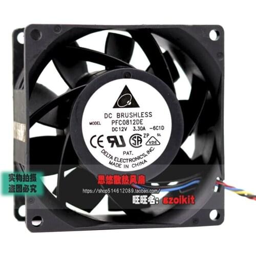 New original PFC0812DE 8038 8cm 12V 3.30A double ball violent motherboard temperature control pwm speed regulation cooling fan