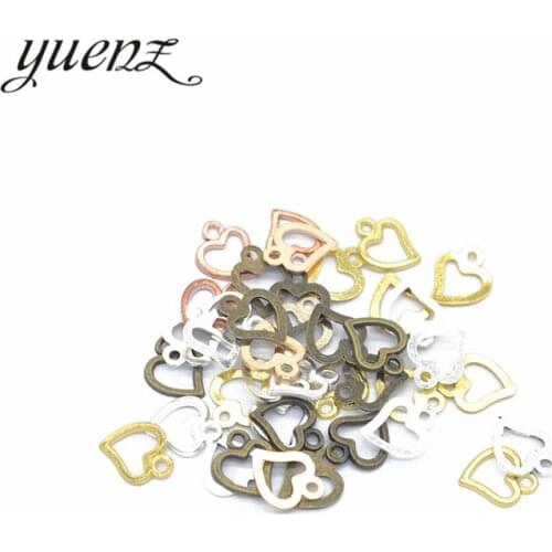 YuenZ 100pcs 6Color Fashion Hearts Charms Metal Pendants for Jewelry Making Necklace Bracelet Jewelry Findings 10*8mm A48
