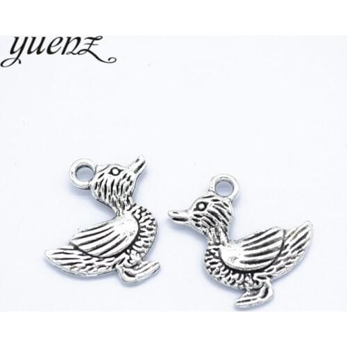 YuenZ 6 pcs Metal Antique Silver color Duck Charms Pendant For Necklace Bracelet Earring diy Jewelry Making 20*20mm D7115