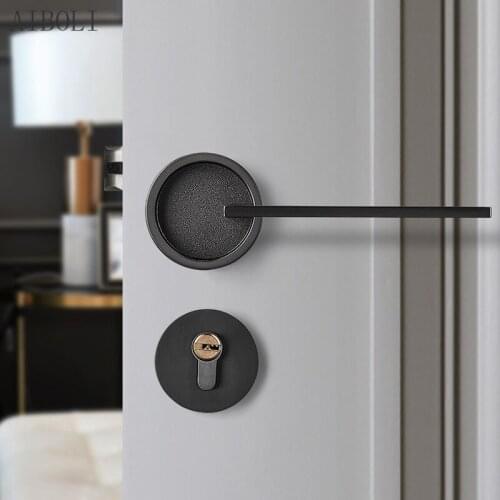 Nordic Door Lock Indoor Bedroom Silent Room Door Lock Bathroom Simple Split Lock Black Gray American Door Lock