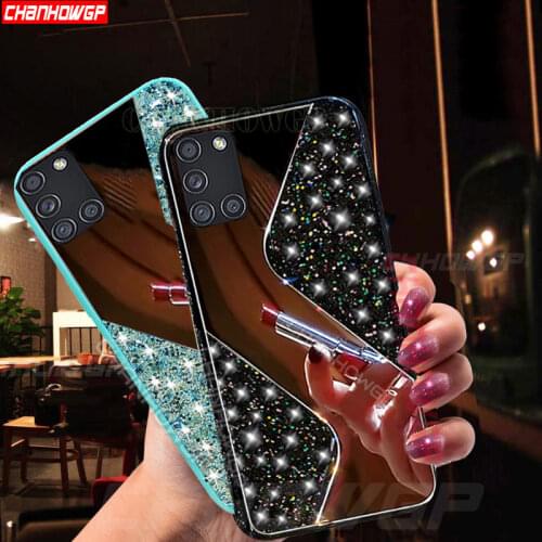Bling Diamond Mirror Case For Samsung A51 A71 A21S A01 A11 A31 A41 A81 A91 M11 M21 M30S A 51 71 Glitter Makeup Silicone Cover