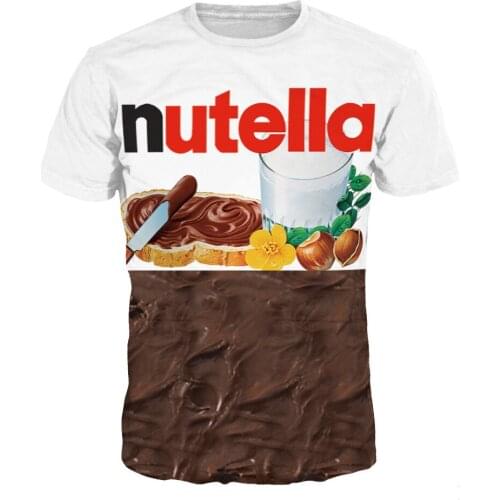 Summer hot style chocolate milk digital print couples T shirt womens casual round collar T shirt new short sleeve top