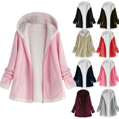 Womens Winter Casual Warm Curved Hem Longline Faux Fur Fleece Blend Hoodie Coat