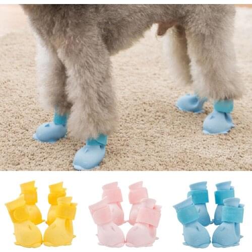4Pcs Winter Pet Dog Cats Puppy Warm Waterproof Silicone Non-slip Rain Snow Boots Footwear Thick Warm Shoes Rain Boots