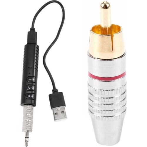 1 Set RCA Male Plug Adapter, Audio Phono Solder Connector & 1 Set Music Audio Receiver Adapter Car AUX Kit