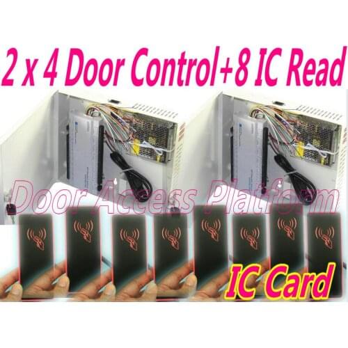 1 Order= 2 pcs of Four/4 Door Access Controller Panel Network TCPIP Web Control+8 pcs MF Fare Card IC Card readers+200 x IC Card