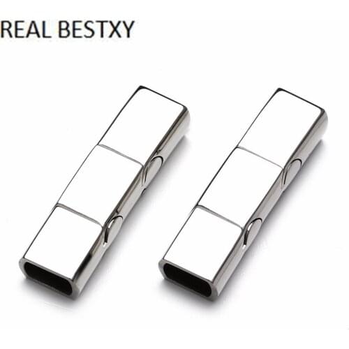 20pcs/lot hole size 8*3mm engrave logo Magnet Clasp Leather Bracelet Making Magnetic Buckle Jewelry Accessories steel buckles