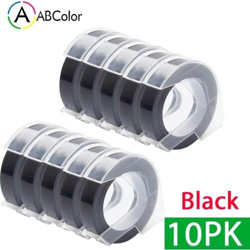 A ABCOLOR 10PK Compatible for Dymo 3D Embossing Label Tape 9mm Multicolor 3D PVC Label Tape for Dymo 12695 1610 1540 Motex E101