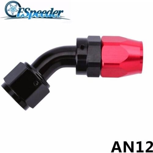 ESPEEDER AN12 12 AN 45 Degree Swivel Oil Line Adapter Aluminum Fuel Line Hose End Fitting Oil Cooler Kit Car Engine Accessories