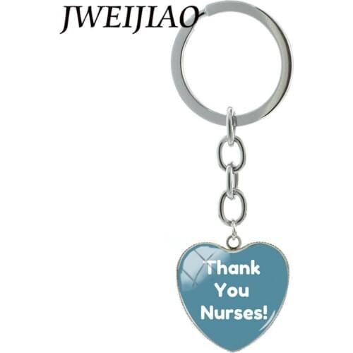 JWEIJIAO Fashion "Thank You Nurses"Key Chain Keyring Doctor Nurse Physicians Medical Student Best Nurse Day Gift Custom DO79