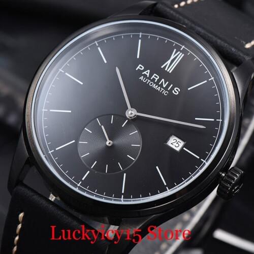 High Quality Men Watch 42mm Round PVD Plated Watch Case Date Window Fashion Wristwatch ST Self Winding Movement