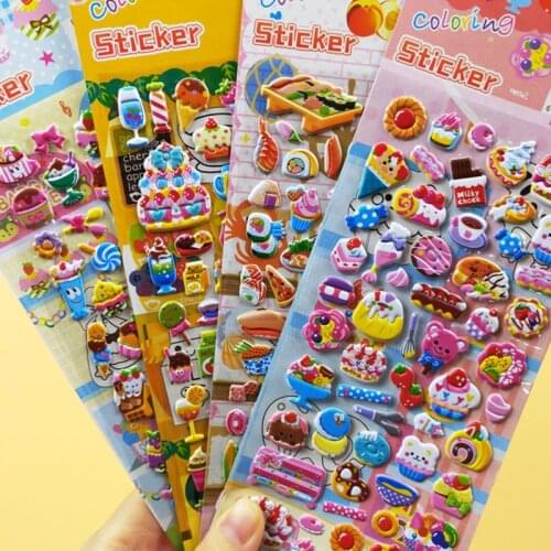 Kids Stickers 4 Sheets 3D Puffy Bulk Stickers Drawing Toy