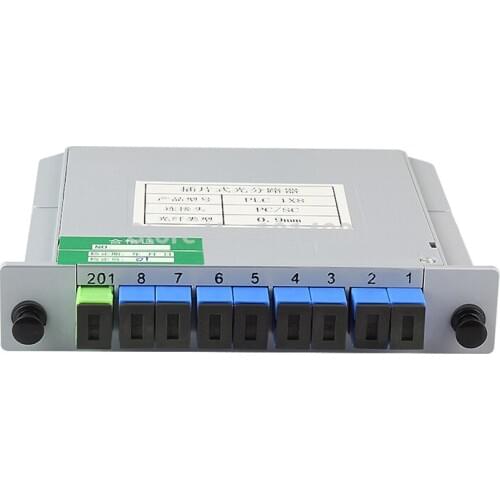 Hot Sale 1x8 LGX Box Cassette Card Inserting SC/UPC PLC splitter Module 1:8 8 Ports Fiber Optical PLC Splitter