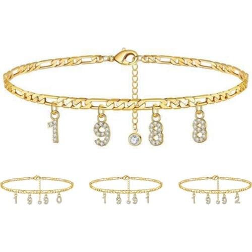 Women Adjustable Alloy Anklet Year Of Birth Creative 1988-1996 Exquisite Jewelry Gift Ankle Birthday Gifts Foot Jewelry