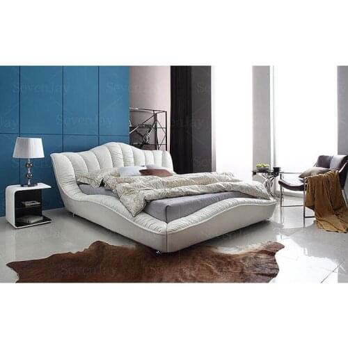 Europe and America Genuine leather bed frame Modern Soft Beds Home Bedroom Furniture cama muebles de dormitorio / camas quarto