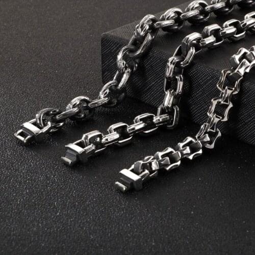 European and American retro vintage trend irregular square mens titanium steel bracelet