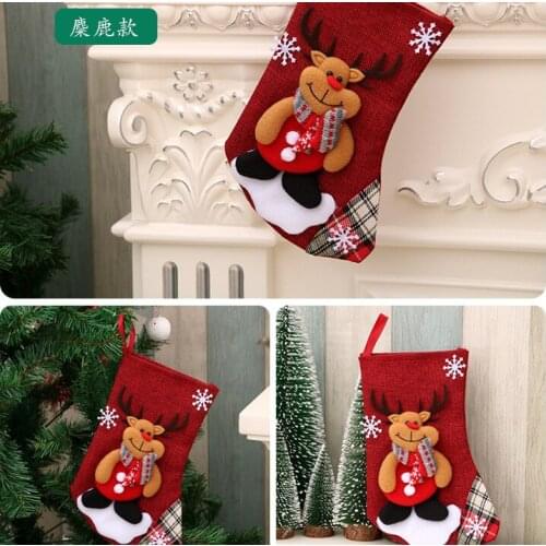 Christmas Stocking Gift Santa Claus Snowman Toy Stockings Hanging Socks Xmas Tree Decor Creative Gifts Holders
