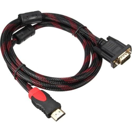 HDMI to VGA Cable 1.5m Braid Gold Connector Adapter Converter HDMI Cable 1080P