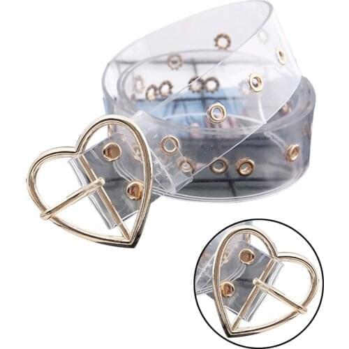 KLV Novelty Transparent waistband resin plastic belt round buckle pin buckle Belt Fashion tide all-match Casual accessories