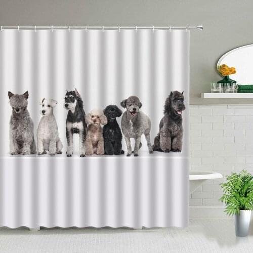 Creativity Cute Dog 3d Printing Shower Curtain Set lovely Cat Fashion Art Home Bathroom Decor Waterproof Bath Hanging Curtains