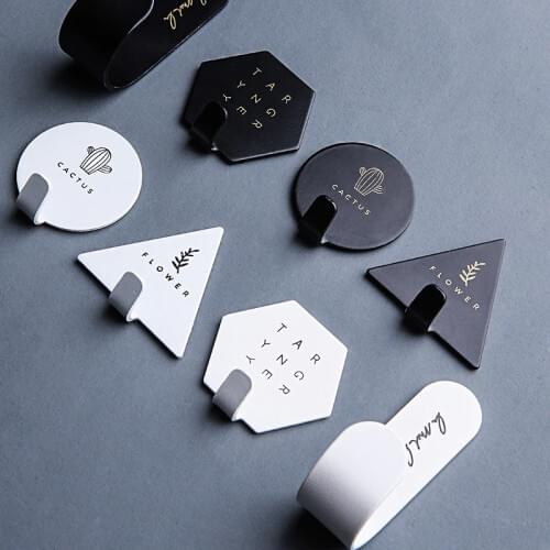 4pcs/set Geometric Wall Hook Nordic Key Hook Holder Self-adhesive Coat Hanger Rack Kitchen Bathroom Organizer Home Decoration