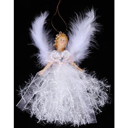 Cute Christmas Angel Hanging Pendant Lovely Plush Doll Pendant Ornament Party Supplies for Home Christmas Tree (White)