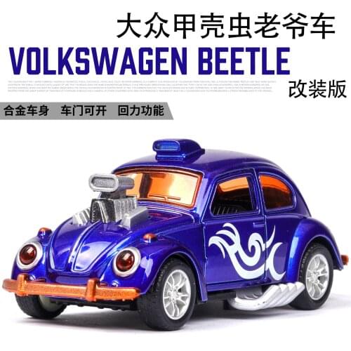 1:36 high simulation retro Volkswagen Beetle modified version of childrens alloy pull back car model ornament for children gift