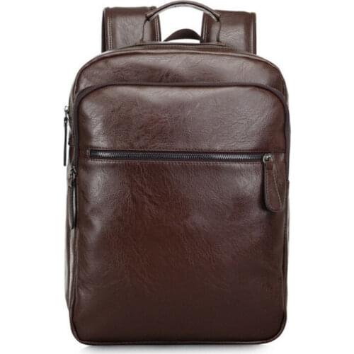 Mens Travel Leather Backpack Satchel Laptop Bag Rucksack Shoulder School Leather High-Capacity Waterproof 2020 Hot