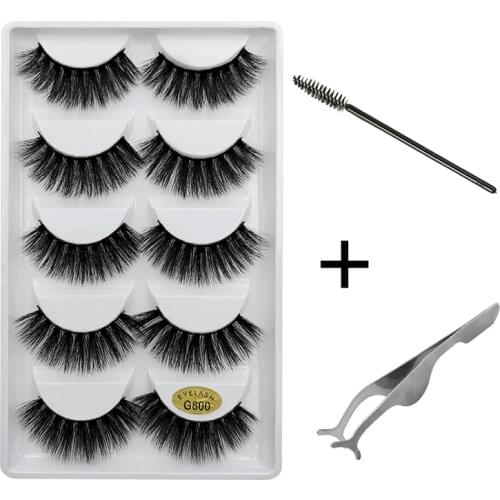 5 pairs faux cils Natrual 3D mink false eyelashes kit eyelash brush eye lashes tweezers resuable soft mink lashes makeup cilios