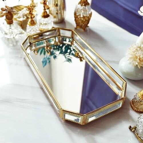 Makeup tray glass jewelry storage decoration living room coffee table decorations wedding decoration cake tools