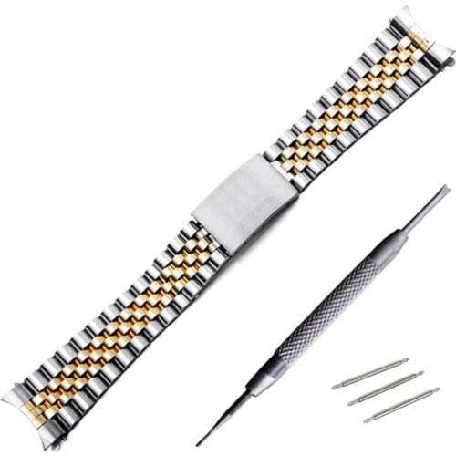 20mm Wholesale Solid Curved End Screw Links Stainless Steel Replacement Wrist Watch Band Bracelet Strap Belts For Rol SS Watch