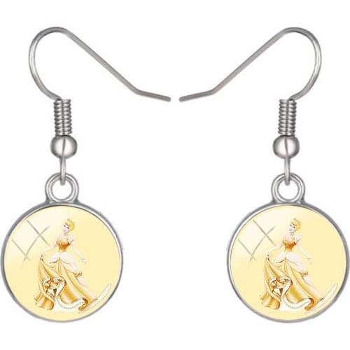 Disney Snow White Cinderella Pendant Earrings Glass Earrings Jewelry Pendant Glass Cabochon Earrings Gift
