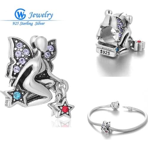 Trendy Sterling Silver Charm Austrian Crystal Angel Charm For European Brand Bracelet Gw Fashion Jewelry X396H10