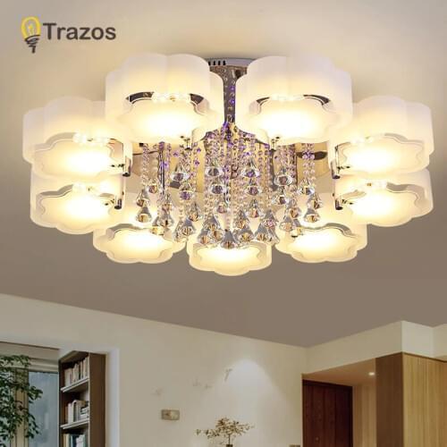 Modern K9 Crystal LED Ceiling Lights Stainless Steel remote control Plafond For Kitchen Dinning Room Luminaire Light Fixtures