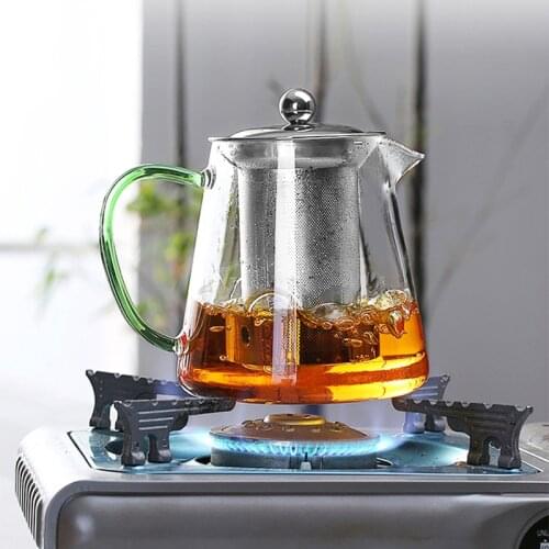 Yoki Heat Resistant Glass Teapot With Stainless Steel Tea Infuser Filter Flower Tea Kettle Kung Fu Tea Set Puer Oolong Teapot