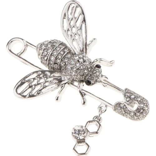Stylish Rhinestone Honey Bee Insect Alloy Brooches Pins Charm Party Ornament