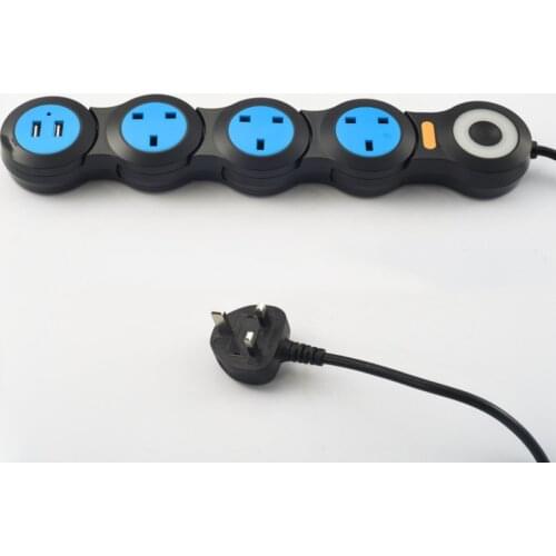 USB Power Strip 4 Electric Outlets UK/EU/US/AU Plugs Surge Protection Socket 1.8m Extension Cable Space Saving Practical