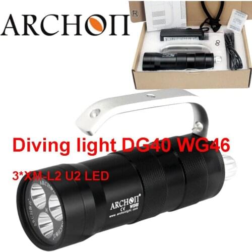 ARCHON DG40 WG46 Diving Spotlight 3* CREE XM-L2 U2 max 2000 lumen underwater 100 meter waterproof dive torch with battery pack