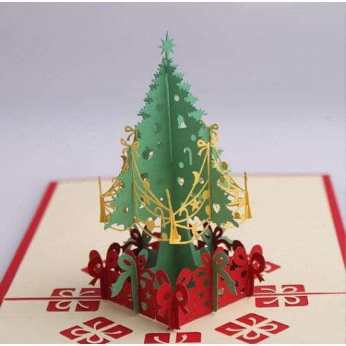 10pcs 3D Christmas Tree Handmade Kirigami Origami For Merry Christmas Party Invitation Cards Greeding Postcard