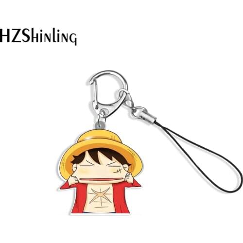 2021 One Piece Cartoon Anime Acrylic Keychain Mobile Phone Straps Resin Epoxy Keyring Accessories