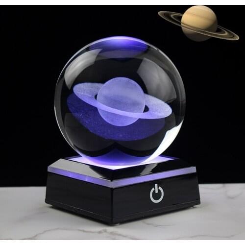 3D Laser Engraved Jupiter Crystal ball Miniature Universe Model Planet Glass Ball Global Home Decoration Planetarium Gift