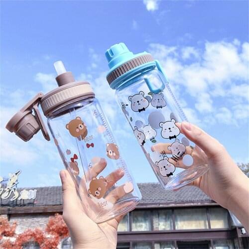 450ml Cute Cartoon Glass Water Drinking Bottles Sprorts Gym Water Bottle For Kids Girls School Office Travel Mug Coffee Tea Cup