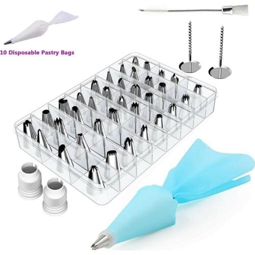 53Pcs/Set Cake Decoration Baking Tools Kit Cream Pastry Bag Stainless Steel Cake Icing Piping Nozzle Diy Cake Decorating Pastry