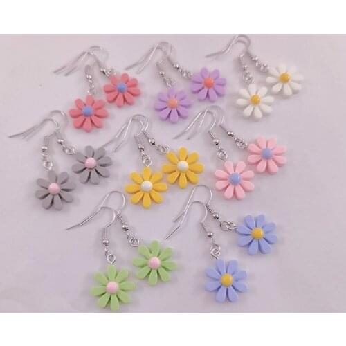 Shiny Side New Fashion Brand Jewelry Elegant Flower Earrings for Women Gift Simple Style Daisy Statement Earrings