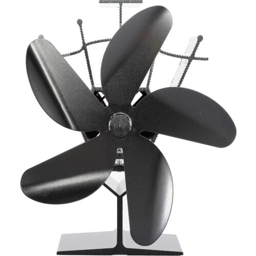 Black Fireplace Fan 5 Blade Heat Powered Stove Fan Log Wood Burner Eco Friendly Quiet chimenea Fan Home Efficient Heat Distribut