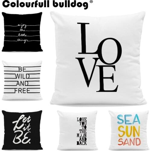 Black White Geometric Words Pillow Cushion Covers Love Home Be Wild And Free Pillowcases You Are My Sunshine Decor Home Couch 43