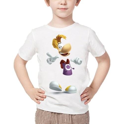 Cute Cartoon Rayman Legends Adventures Game Print Boys T shirt Kids Casual Funny Baby Girls Summer White Tops graphic t shirts
