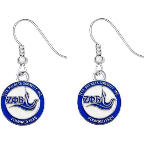 Greek Letters Sisterhood Dove Label ZETA PHI Earring ZPB Ear Rings Jewelry For Women